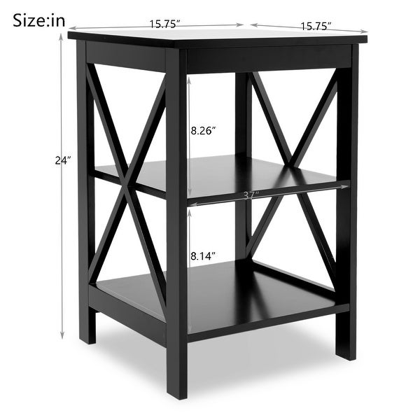 Small Side Table Black-MDF Material Legs and Open Partition