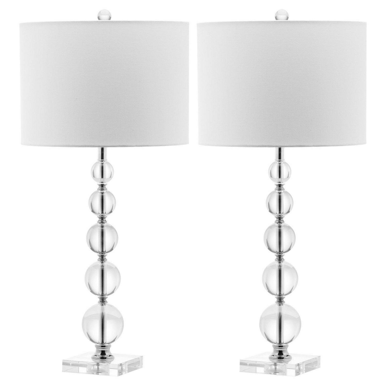 Safavieh Liam 29 in. H Stacked Crystal Ball Table Lamp， Set of 2