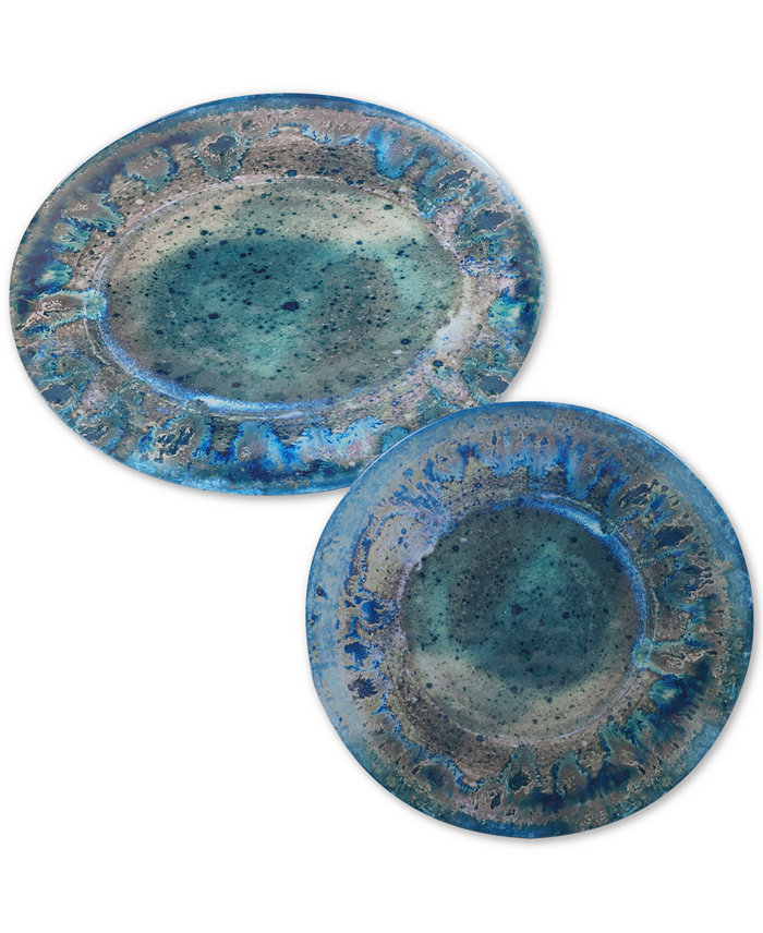 Certified International Radiance Teal Melamine 2-Pc. Platter Set