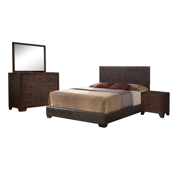 Acme Furniture Ireland Brown Faux Leather 4-Piece Espresso Bedroom Set - - 14251688