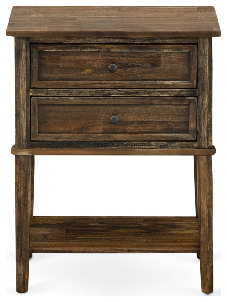 Side Table With 2 Wood Drawers  Stable and Sturdy  Distressed Jacobean Finish   Transitional   Side Tables And End Tables   by Morning Design Group  Inc  Houzz