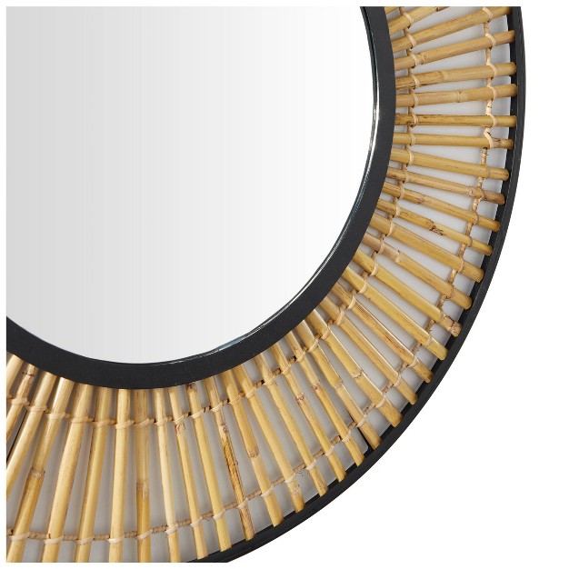 Metal Handmade Woven Wall Mirror Brown The Novogratz