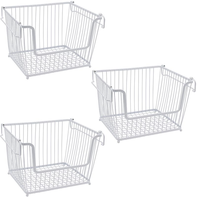 Sorbus Set of 3 Stackable Metal Storage Baskets