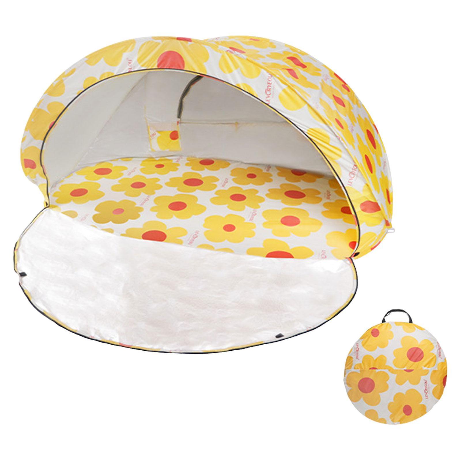 Sun Shelter Tent For 3-4 Person Sun Shelter Canopy For Park Hiking Windproof Yellow Flower