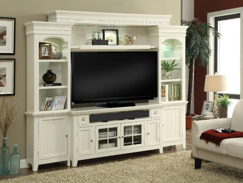 Country White 62 Inch 4 Piece Entertainment Center