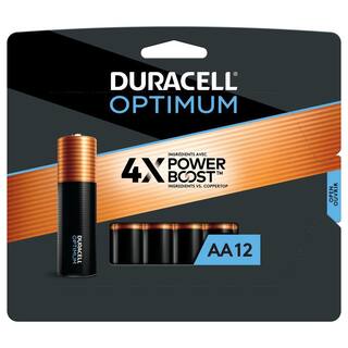 Duracell Optimum AA Alkaline Battery (12-Pack) Double A Batteries 004133303258