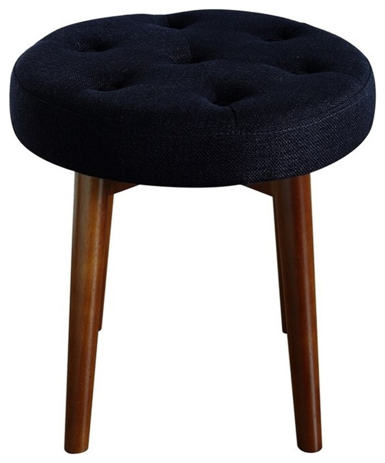 Pemberly Row Modern / Contemporary Round Tufted Stool in Rich Navy   Midcentury   Footstools And Ottomans   by Homesquare  Houzz