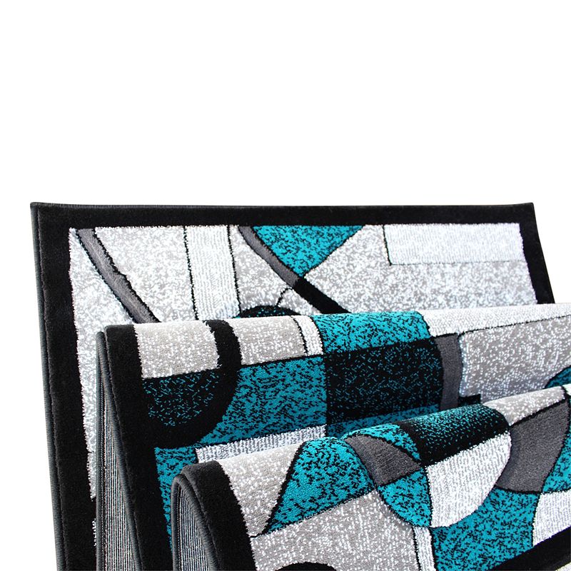 Masada Rugs Masada Rugs Sophia Collection 3'x10' Area Rug with Hand Sculpted Abstract Geometric Pattern in Turquoise