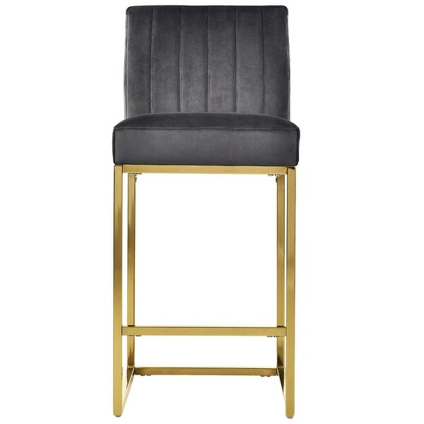 4pcs Modern Velvet Upholstered Bar Stools with Metal Legs