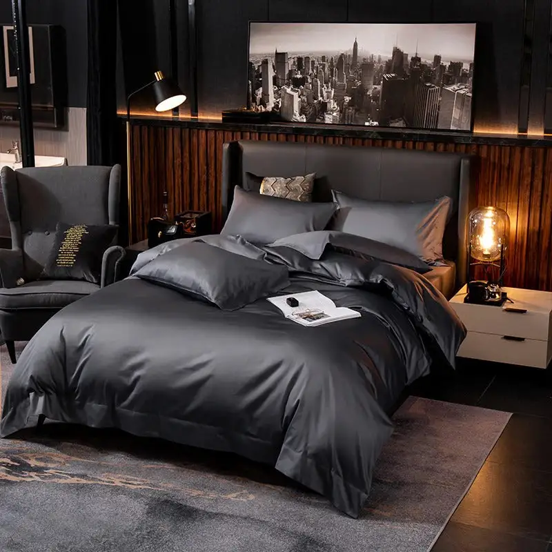 Deep Grey Silky Soft Egyptian Cotton Bedding Set