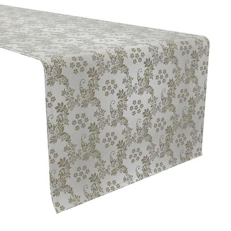 Table Runner， 100% Cotton， 16x108， Floral Damask