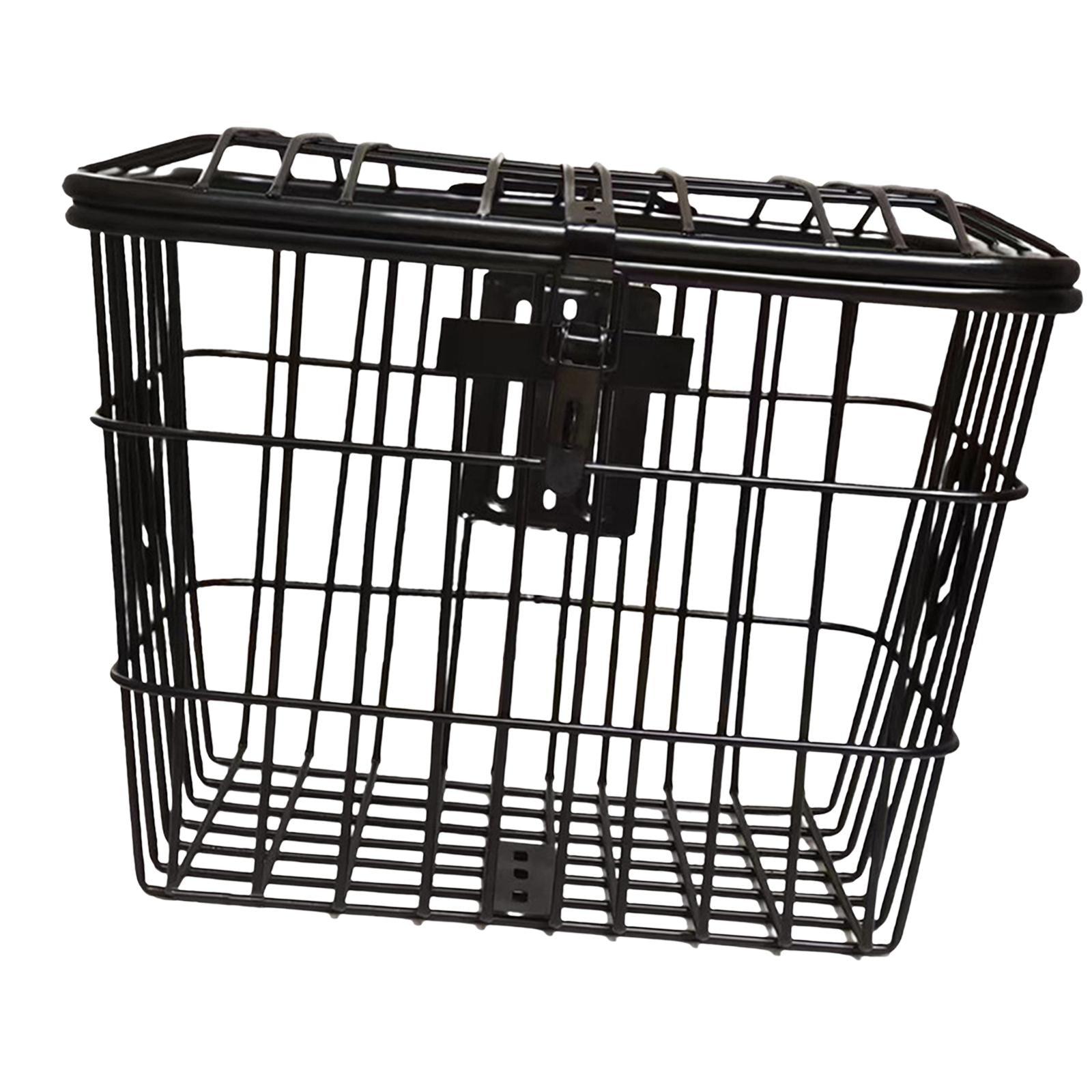 Metal Bike Basket Cycling Carrier Detachable with Mounting Screws Large Space Heavy Duty Front Rear for Mountain Bikes Tricycles Scooters