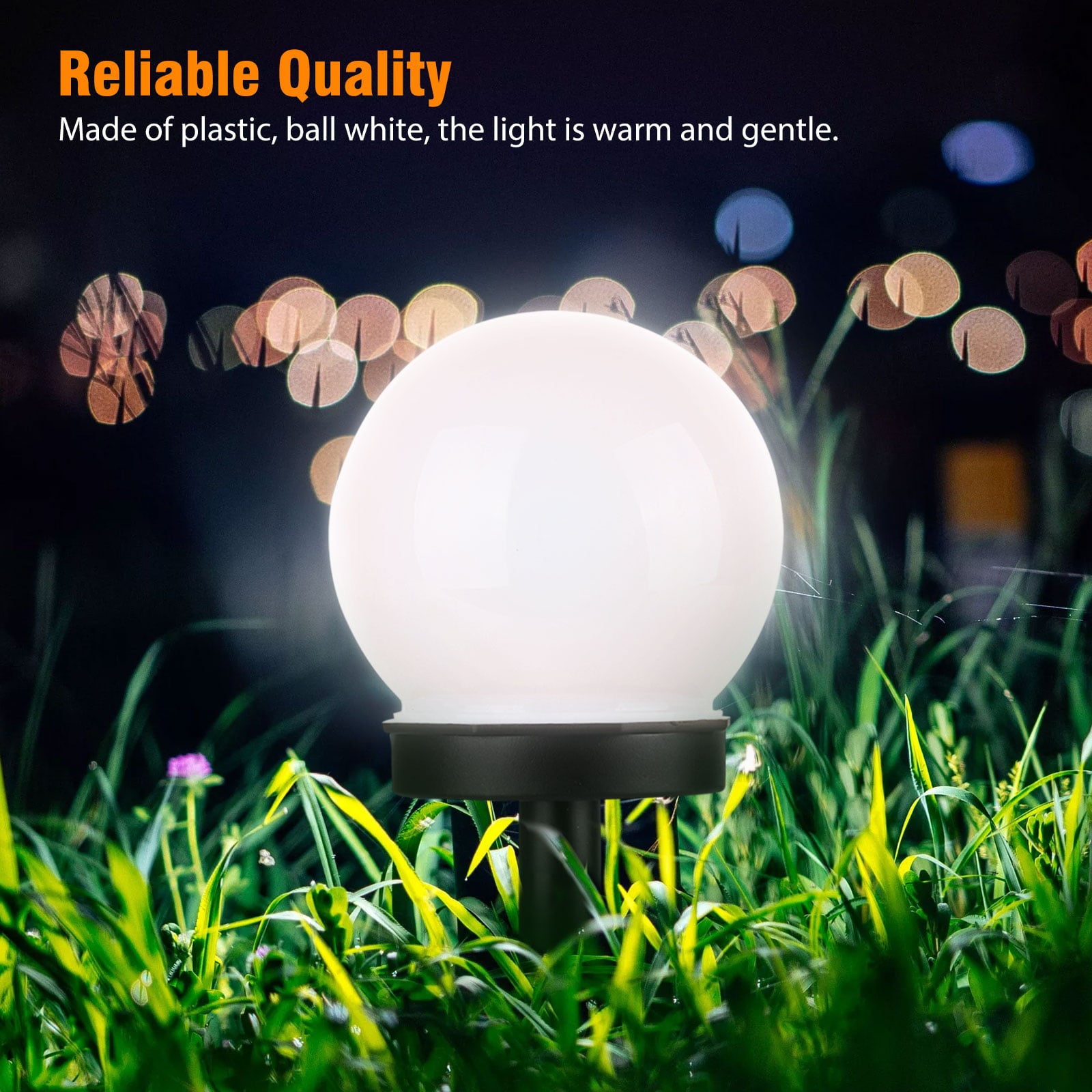 4pcs Outdoor Solar Lights Ball Lamp, TSV IP55 Waterproof LED Path Light with Auto On/Off Light Sensor, Solar Landscape Lighting for Yard Patio Walkway Pathway Garden, White