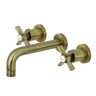 Kingston Brass Millennium 2-Handle Wall-Mount Bathroom Faucets in Antique Brass HKS8123ZX