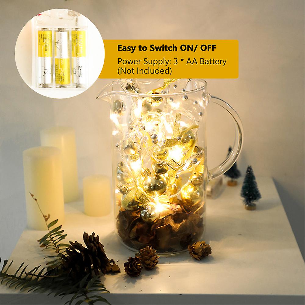 Type 4 Christmas Led String Lights Battery Operated 6.6ft 20 Led Warm White Light Christmas Tree Decorative Lights For Living Room Bedroom Parties Wed