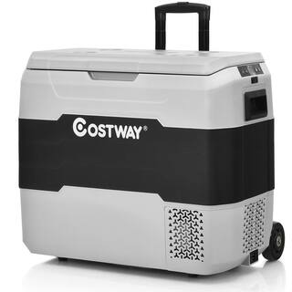 Costway Gray Portable 53 QT50 L with Wheels Chest Cooler Car Refrigerator -4F to 50F Dual-Zone EP24943GR