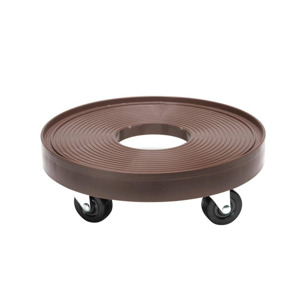 Devault Enterprises 12 in. Round HDPE Espresso Plant DollyCaddy with Hole DEV3015E