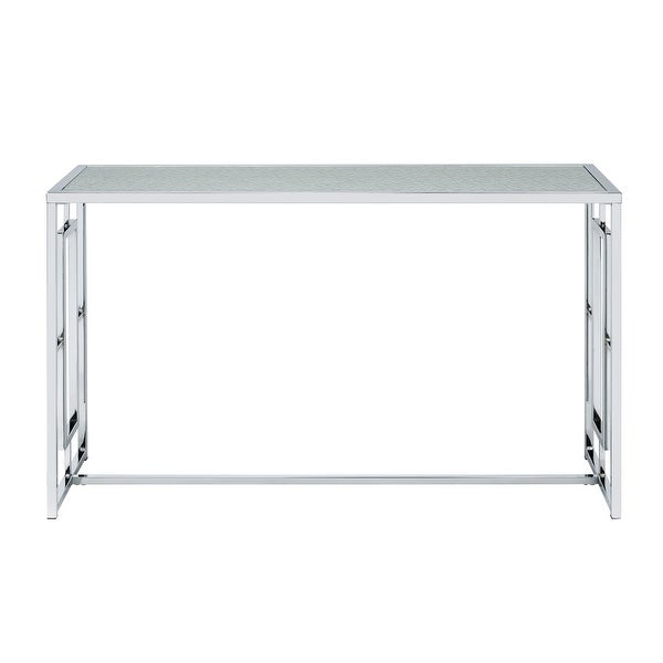 Glitterati Chrome and Ripple Glass Sofa Table by Furniture of America