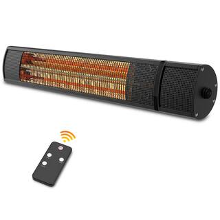 PATIOBOSS 1500-Watt Wall Mounted Outdoor Metal Electric Patio Heater with Remote Control AMPBP010-WH-SLV