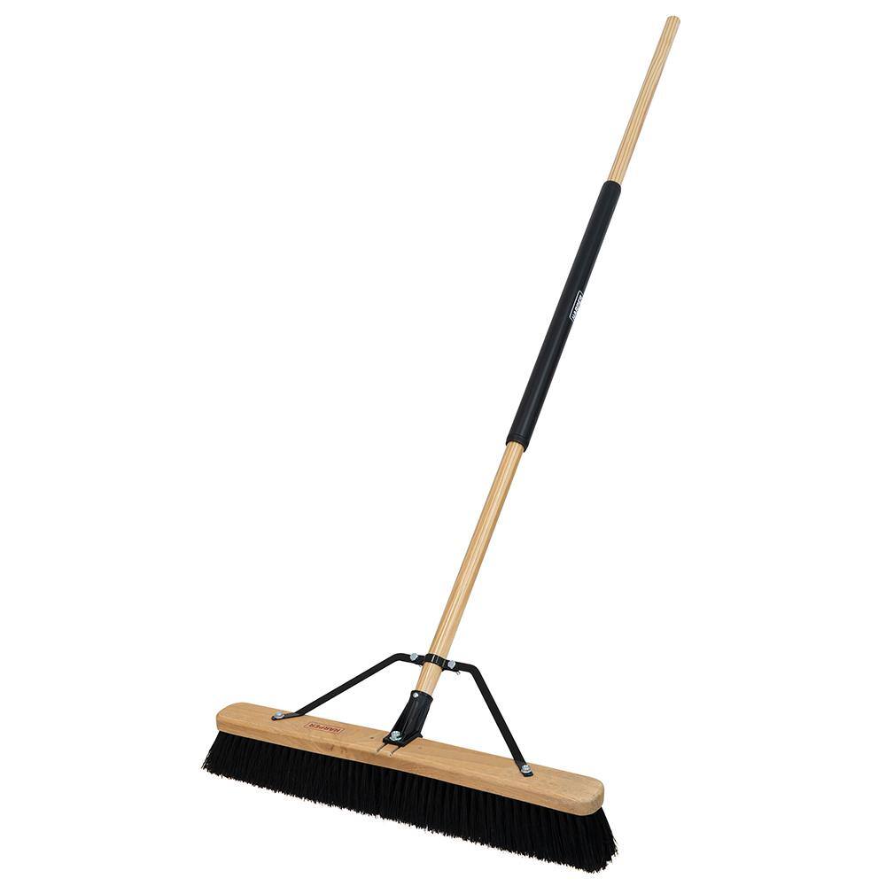 HARPER 24 in. All-Purpose HardwoodSteel Handle Push Broom for Leaves Gravel and Mulch 20201045