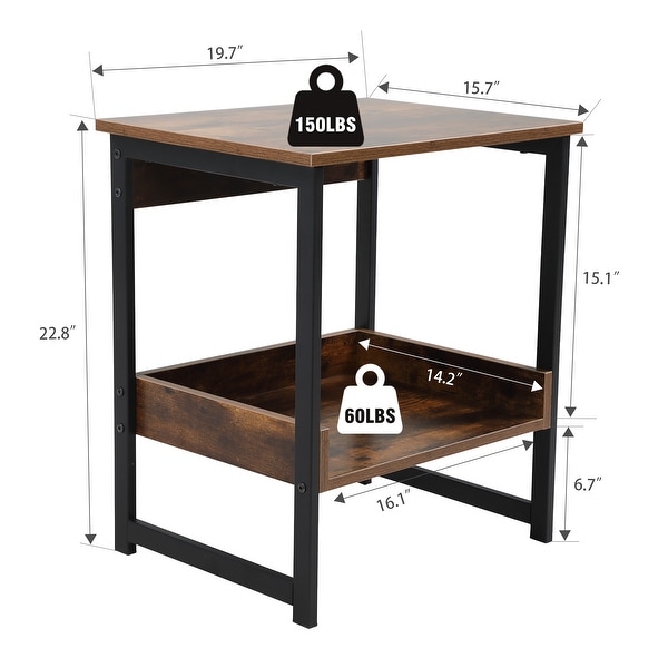 Modern Retro Coffee Table and Simple End Table for Living Room - 19.7*15.7*22.8