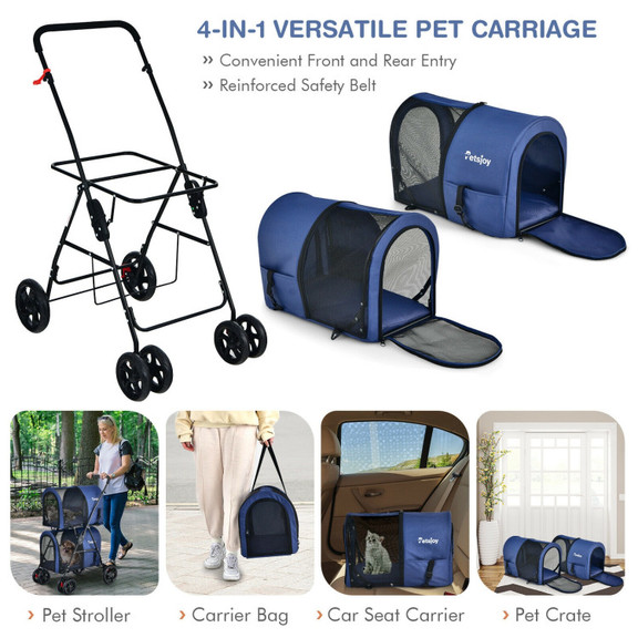 Costway 18756023 4 in 1 Double Pet Stroller with D...