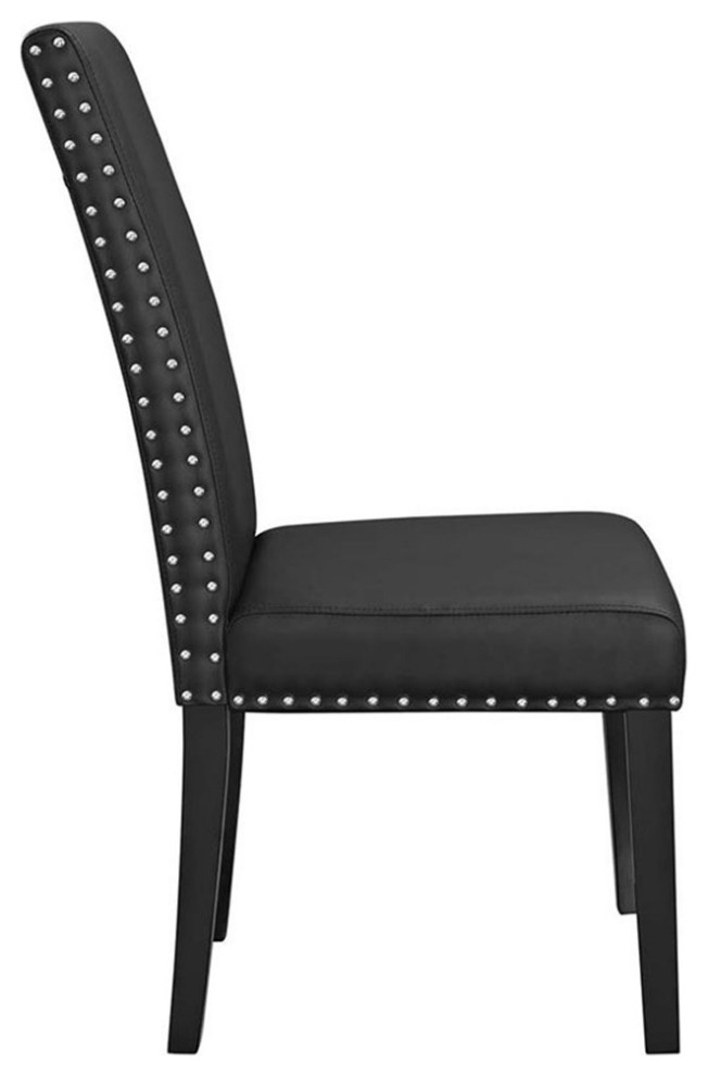 Modway Parcel 19.5 quotFaux Leather Dining Side Chair in Black (Set of 2)   Transitional   Dining Chairs   by Homesquare  Houzz