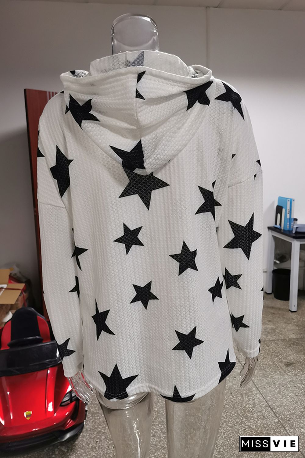 Stars Print Pocket Hoodies Women Wholesale