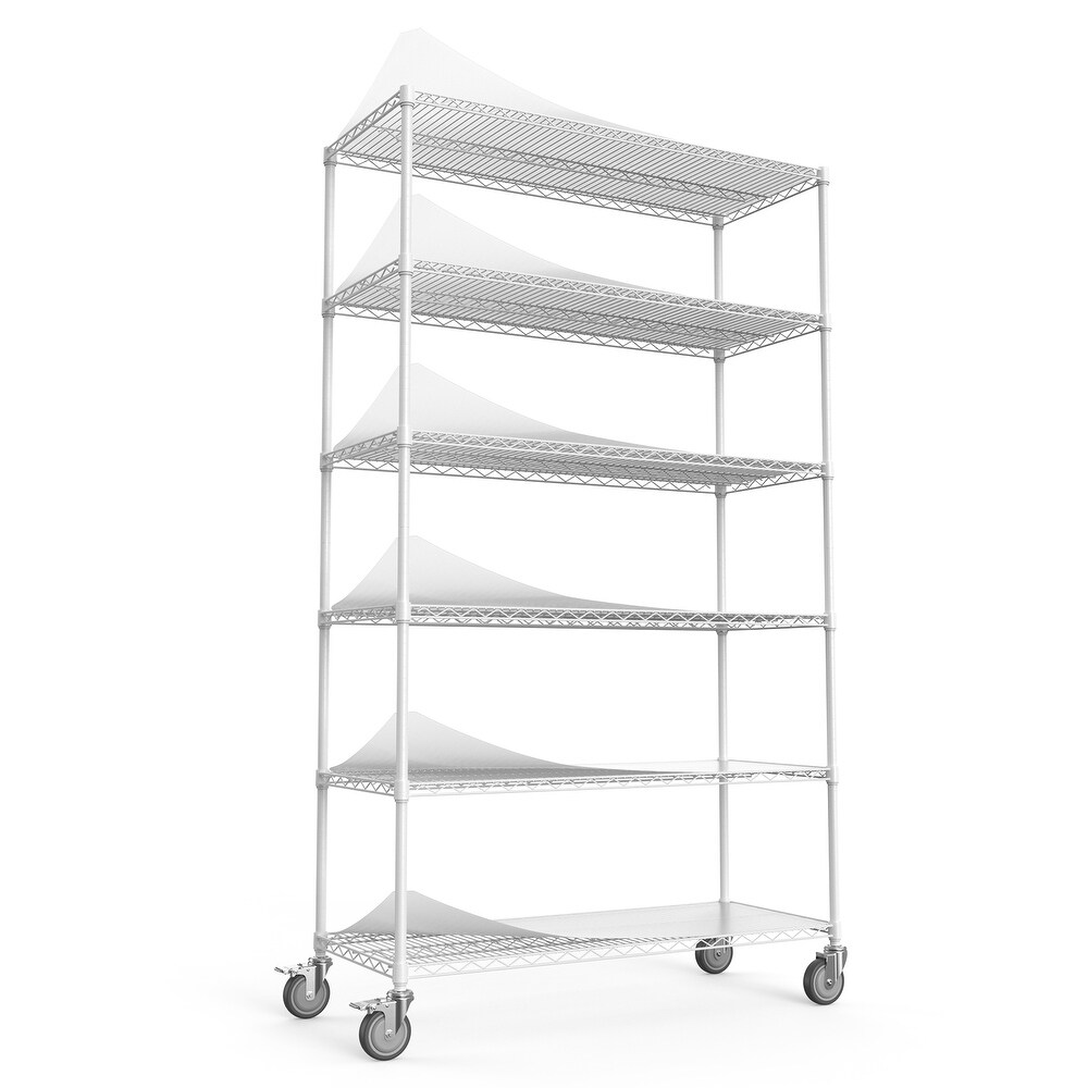 6 Tier Wire Shelving Unit  6000 LBS NSF Height Adjustable Metal Garage Storage Shelves with Wheels  Heavy Duty Storage Wire Rack