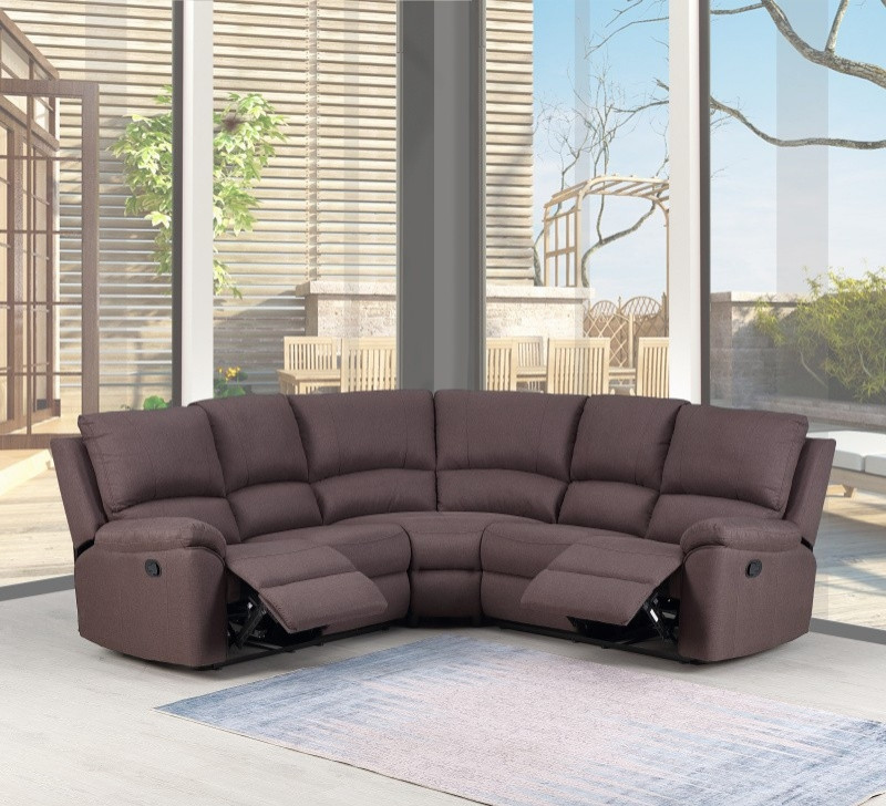 Andrew Leather Air Manual Reclining Contemporary Sectional   Transitional   Sectional Sofas   by Luxuriant Furniture  Houzz