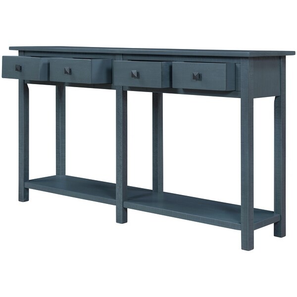 59-in Antique Navy Rustic Console Table Texture Entryway Table