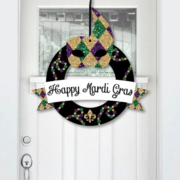 Big Dot Of Happiness Mardi Gras Outdoor Masquerade Party Decor Front Door Wreath