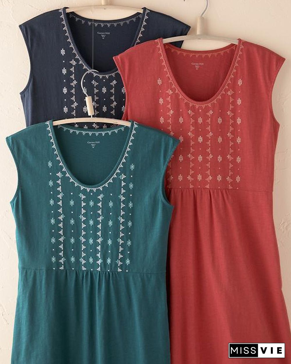 Casual Embroidered Sleeveless Dresses