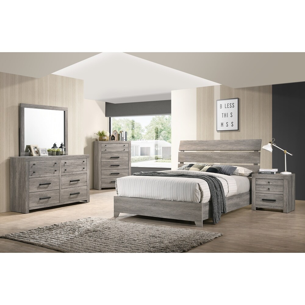 Perrine 5 Piece Gray Platform Bedroom Set