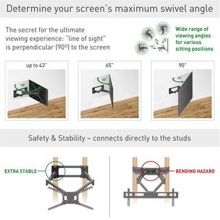 Barkan a Better Point of View Barkan 40 in. to 90 in. Full Motion - 4 Movement Long Flat Curved TV Wall Mount Black Extremely Extendable UL Listed 4800.B