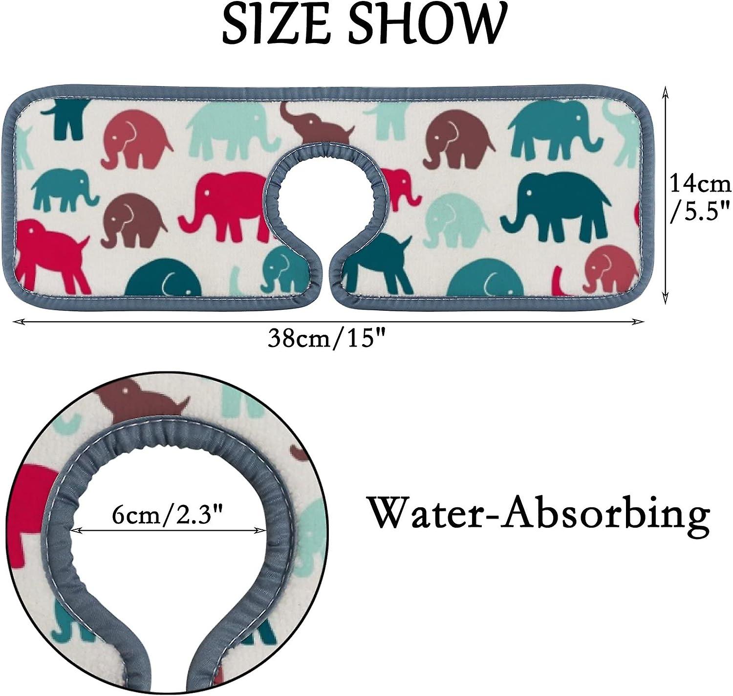 Faucet Absorbent Mat 4pcs Elephants On Wood Color Washable Counter Drying Pads