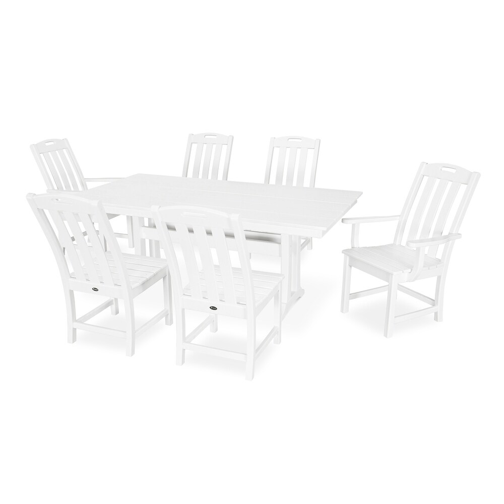 Trex Outdoor Furniture Yacht Club 7 Piece Farmhouse Trestle Dining Set