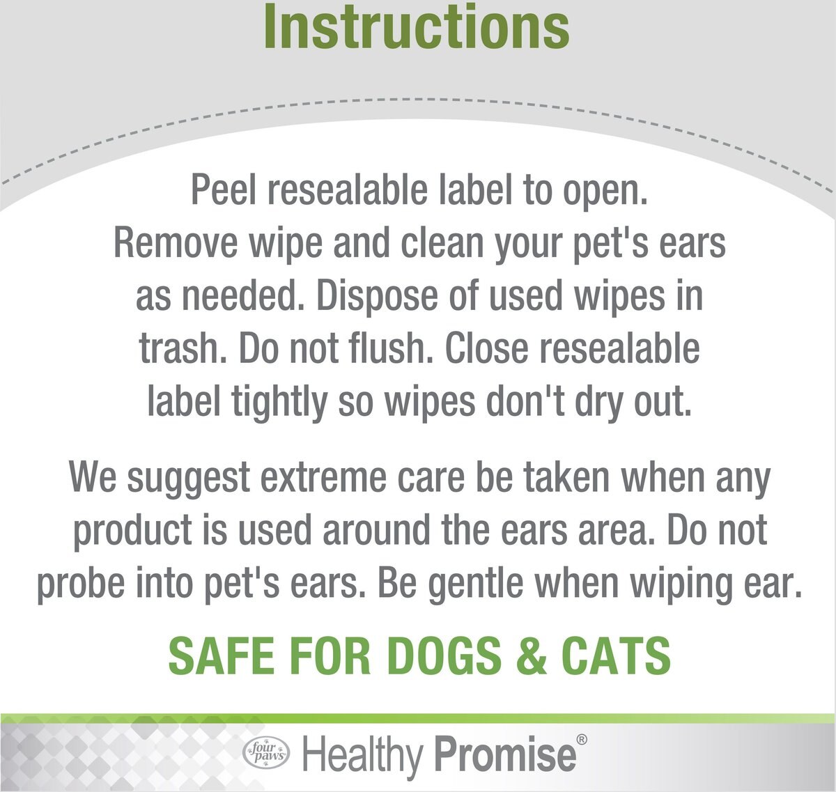 Four Paws Healthy Promise Cat and Dog Ear Wipes， 35 count