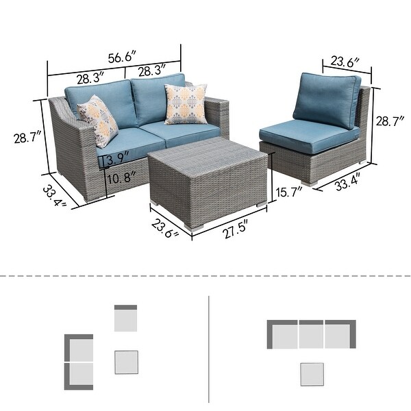 Corvus Martinka Aluminum Outdoor 4piece Grey Wicker Sofa Set