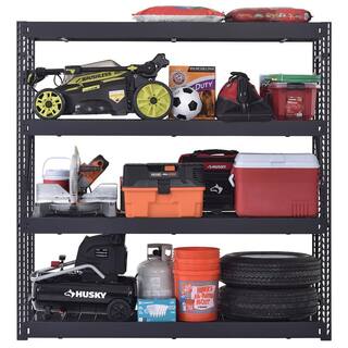 Husky 4-Tier Industrial Duty Steel Freestanding Garage Storage Shelving Unit in Black (77 in. W x 78 in. H x 24 in. D) N2W772478W4B