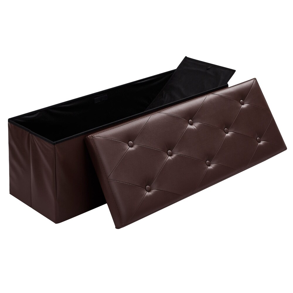 Folding Storage Ottoman  Foot Rest Stool Footstool  Leather Tufted Ottoman  Small Ottoman Cube for Living Room Bedroom Dorm