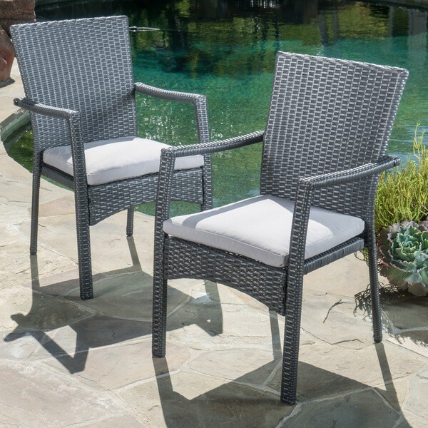 Christopher Knight Home Georgina Outdoor 3piece Wicker Bistro Set with Cushions