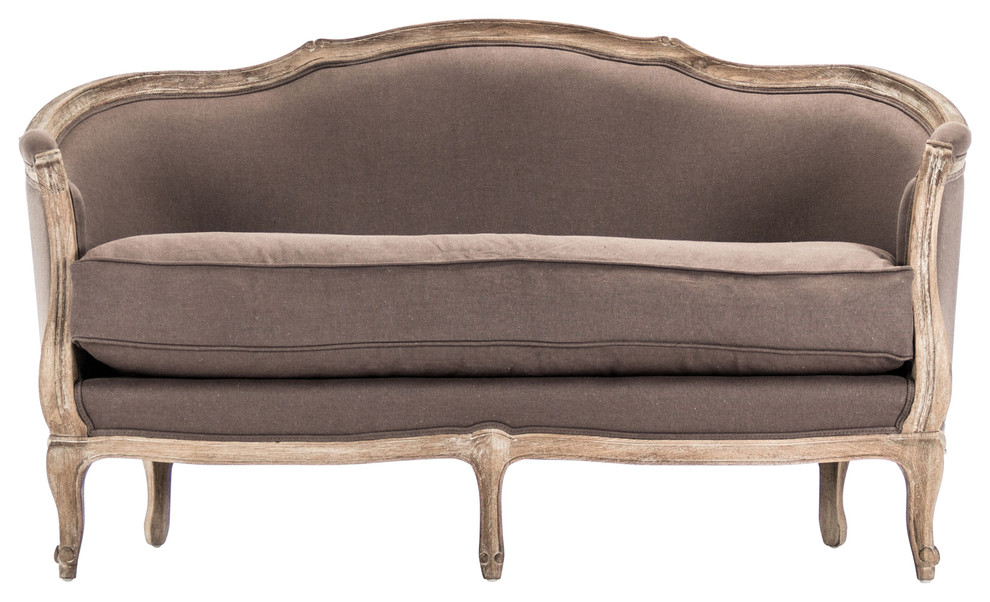 Maison Settee  Aubergine Linen   French Country   Loveseats   by HedgeApple  Houzz