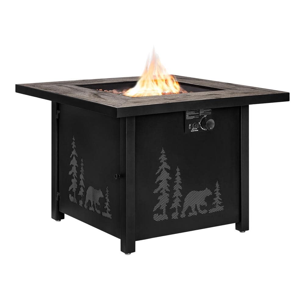 Hampton Bay 36 in. W x 25.2 in. H Square Fire Table with Porcelain Tile Tabletop FP21530-Z