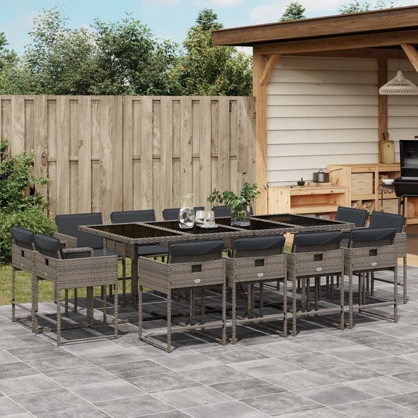 vidaX Patio Dining Set with Cushions Poly Rattan