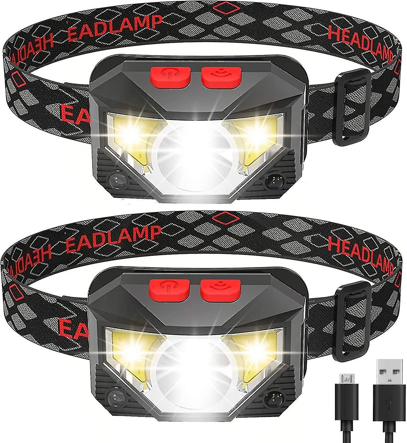 Headlamp Flashlight， 1100 Lumen Rechargeable Led Head Lamp With Red Light， 2 Pack Ultra-light Bright