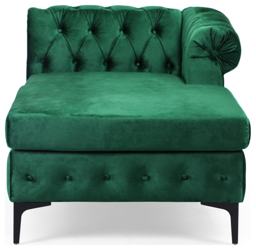 Nathanial Velvet 3 Seater Sectional Sofa With Chaise Lounge   Contemporary   Sectional Sofas   by GDFStudio  Houzz