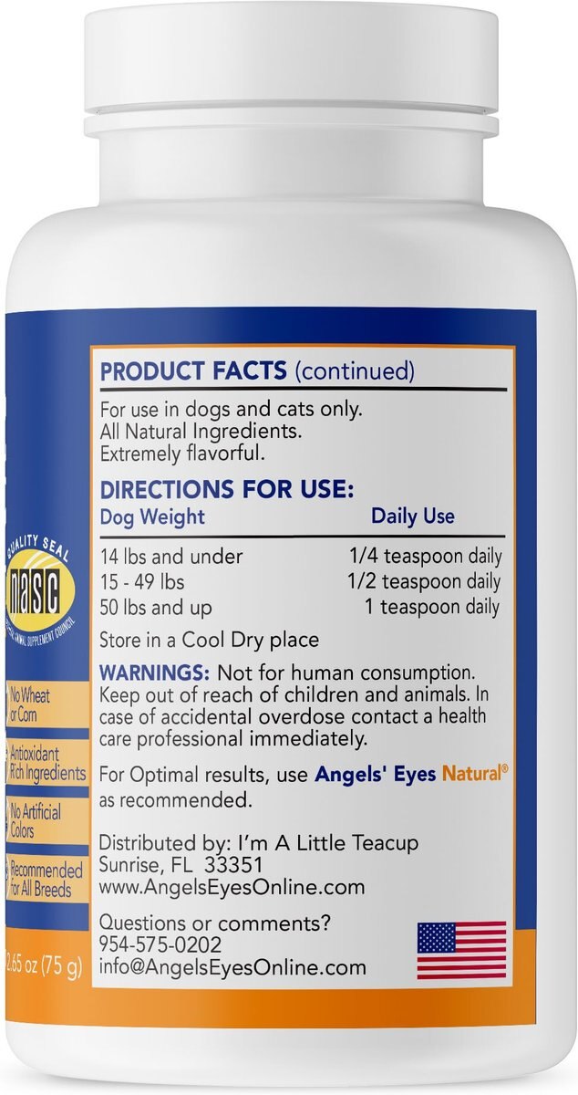 Angels' Eyes Natural Chicken Flavored Powder Tear Stain Supplement for Dogs and Cats