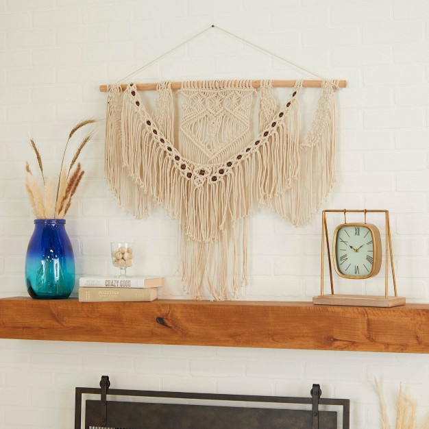 Cotton Macrame Intricately Handmade Weaved Wall Decor With Beaded Fringe Tassels Olivia amp May