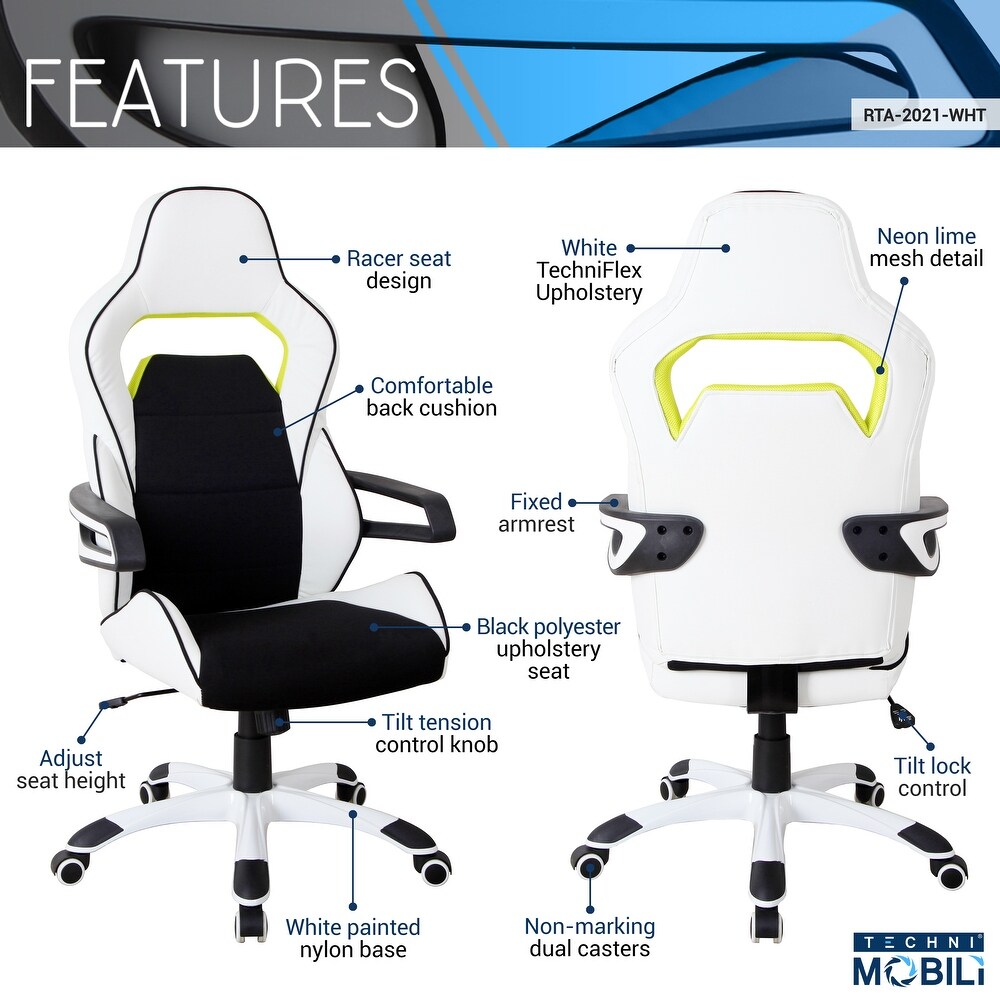 Techni Mobili Executive Ergonomic Essential Racing Style Home   Office Chair  Regular